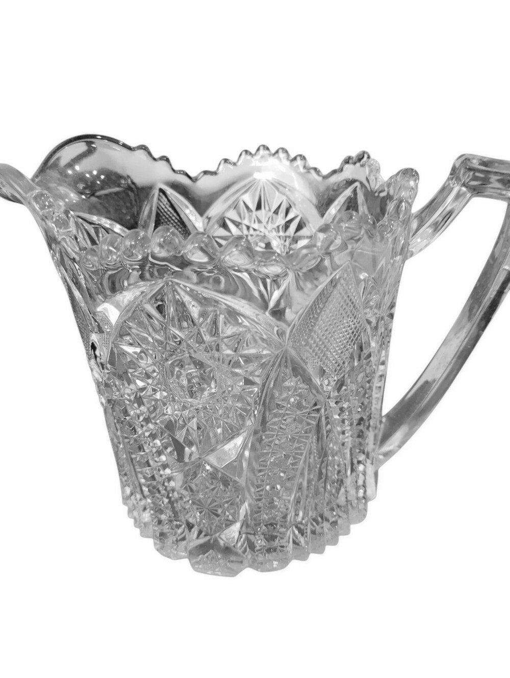 Vintage Heavy Cut Glass Pitcher